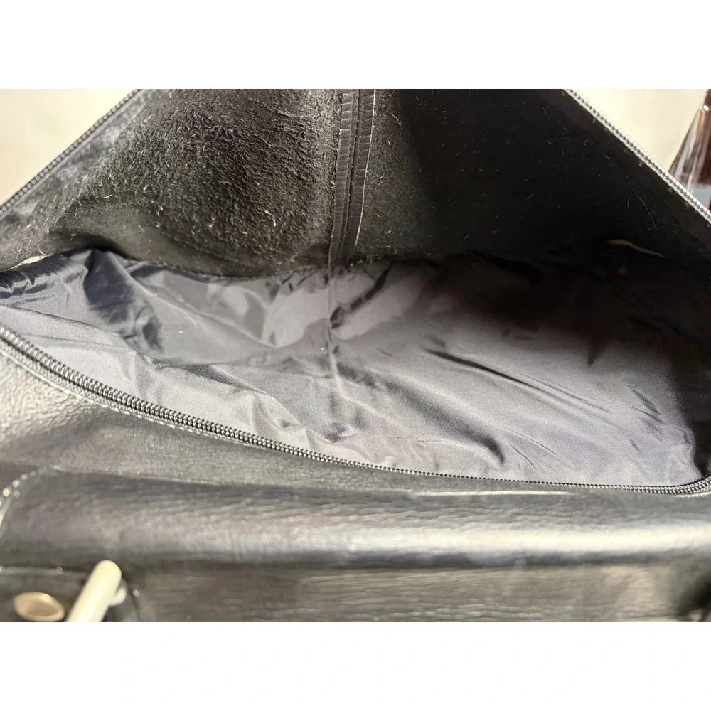 Vintage 90s Black Leather Messenger Unisex Black Large Laptop‎ Bag IMPERFECTIONS